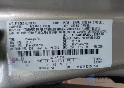 2018 Ford Focus Se из США, поврежденный, VIN 1FADP3F20JL329116